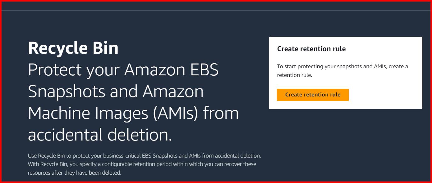 Picture showing the create retention rule button for creating the new rule